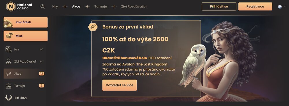 National casino 100 free spinů