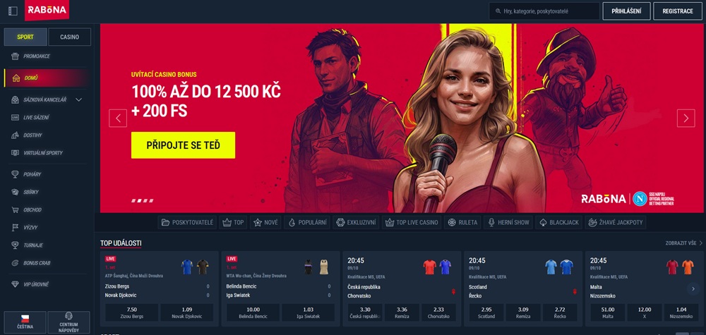 Rabona casino homepage