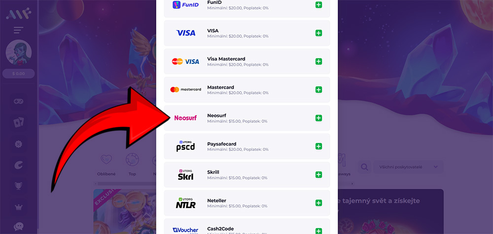 Neosurf najdete i v casinu AlfCasino