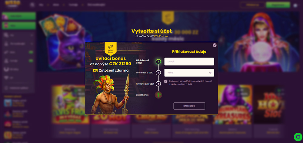 Bizzo Casino login a registrace úvod