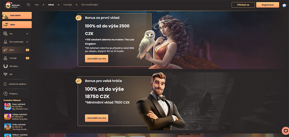 National Casino bonusy