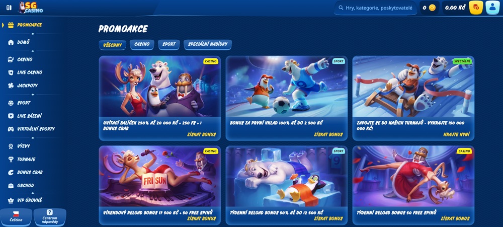 Free spins v casinu SG Casino