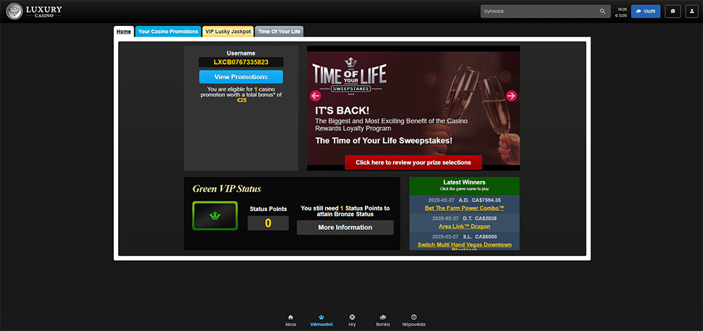 Free spins v casinu Luxury Casino