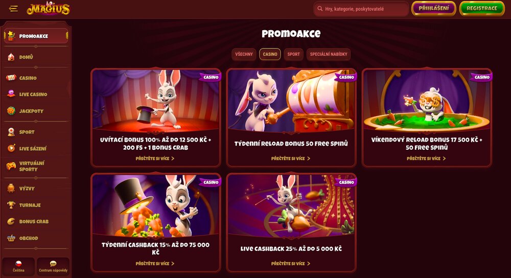 Bonusy s free spiny v casinu Magius