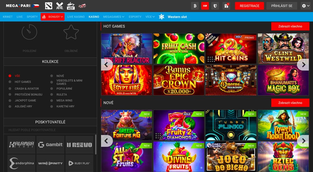 Megapari casino nabídka automatů