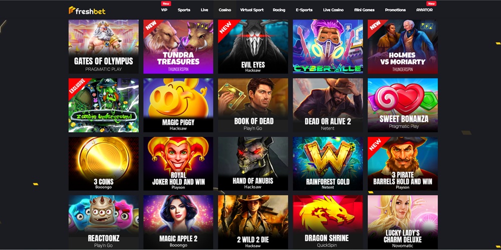 Nabídka automatů v casinu Freshbet