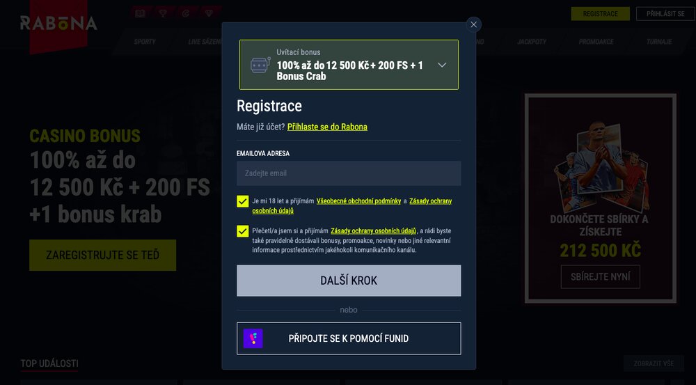 Registrace do casina Rabona