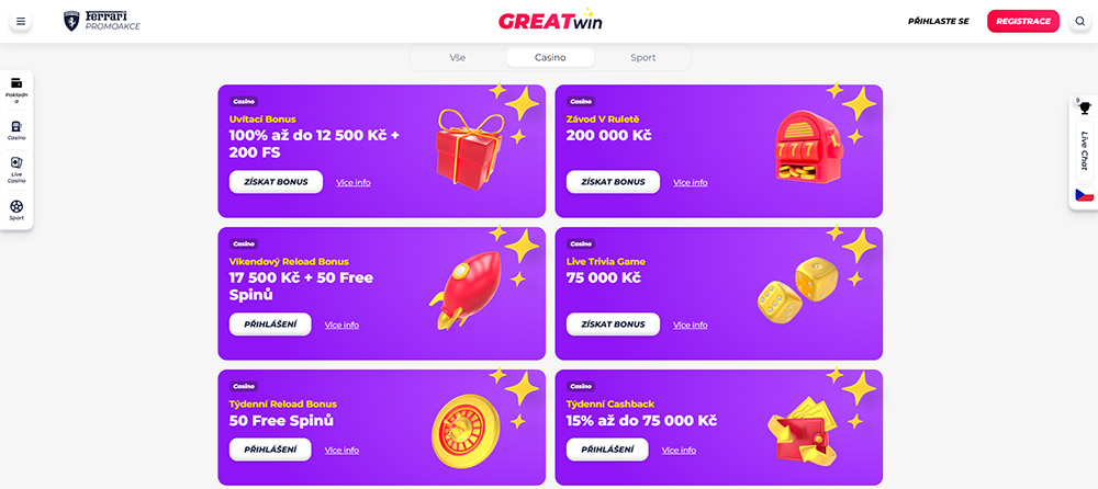 Free spins v casinu Greatwin
