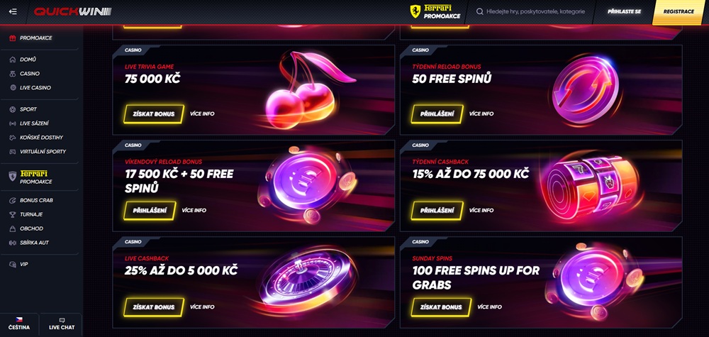 Promoakce s free spiny v casinu QuickWin