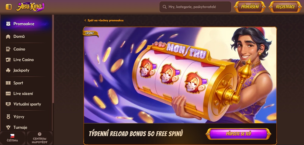 Týdenní reload bonus v casinu Abu King