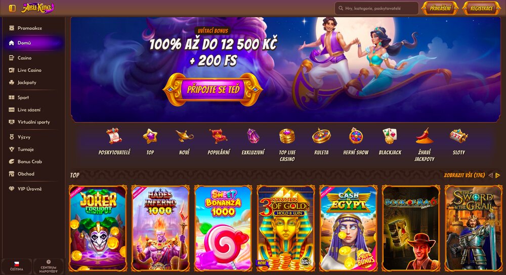Abu King casino homepage