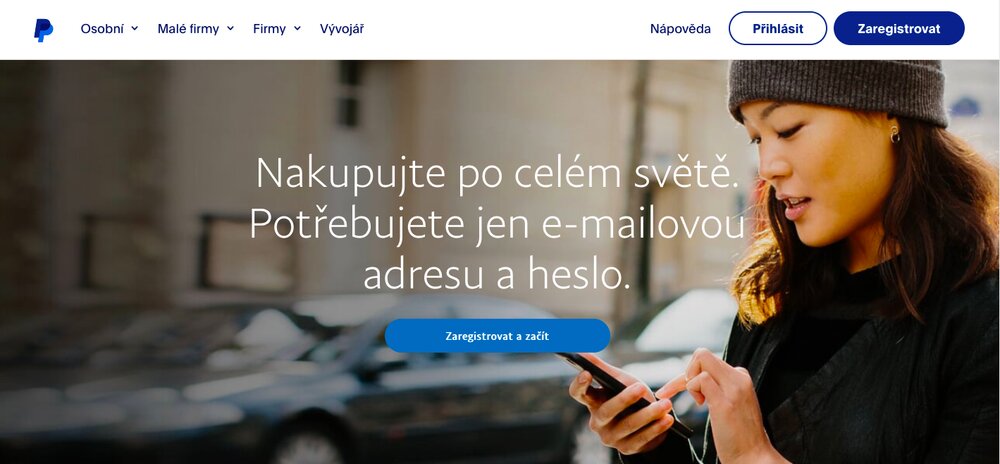 PayPal homepage