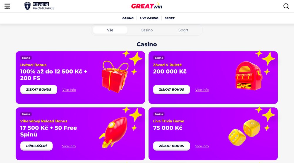 Greatwin bonusová nabídka