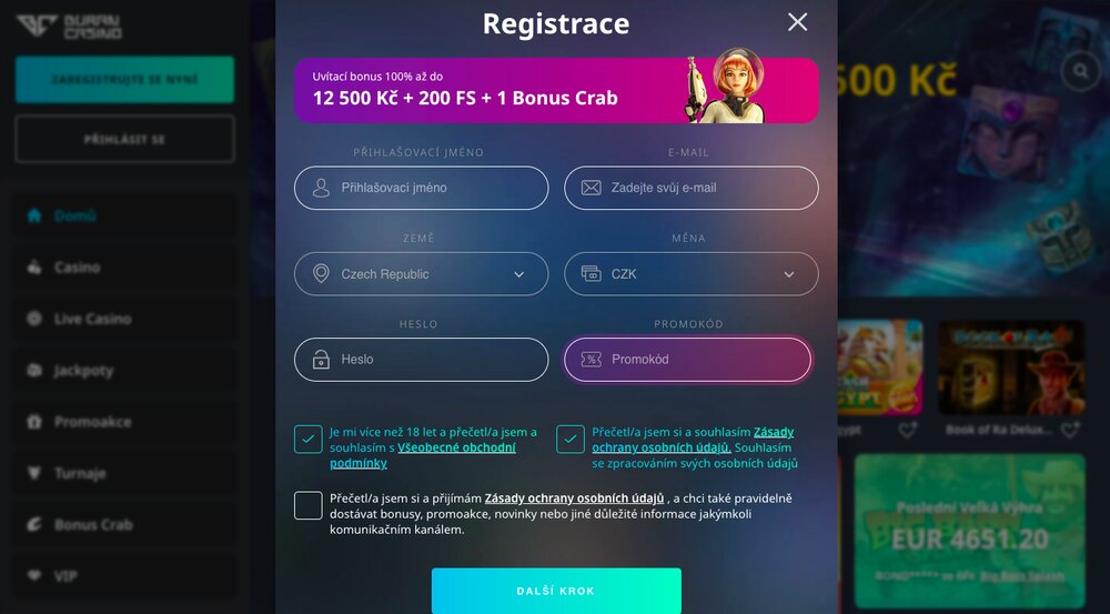 BuranCasino registrace