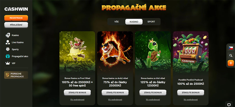 Bonusy v casinu CashWin
