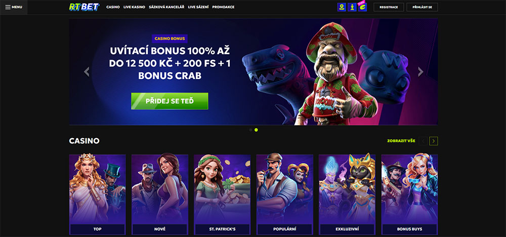 Mobilní aplikace a web casina RTbet