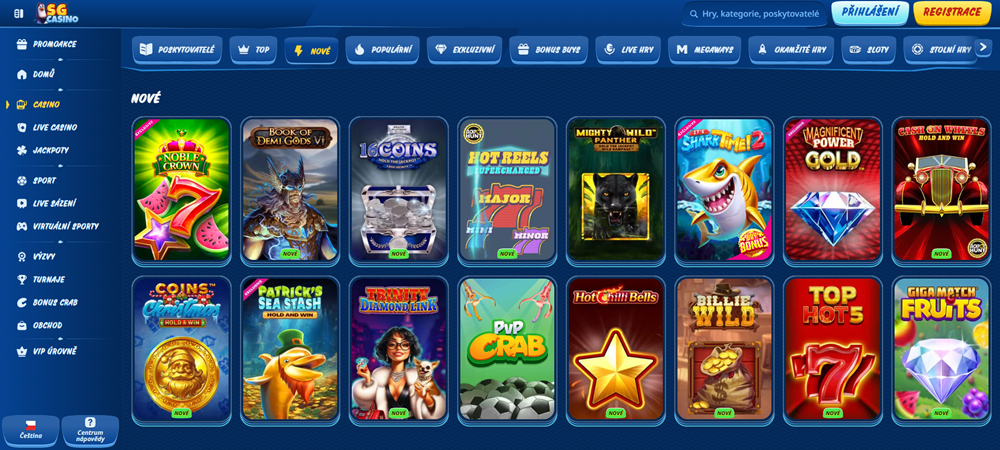 SG Casino aplikace a web