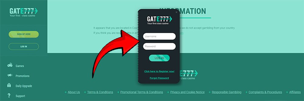 Gate777 casino registrace a login