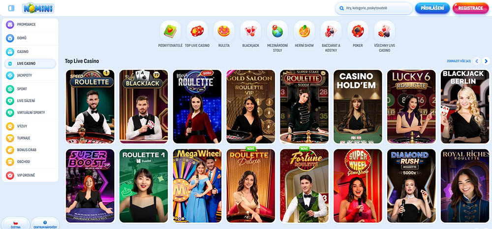 Live casino Nomini