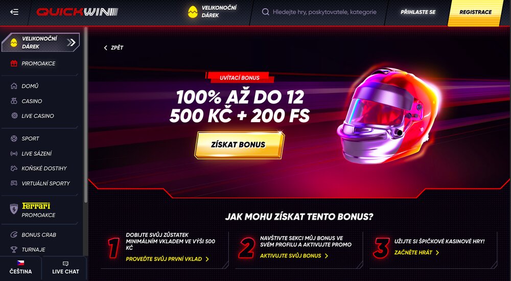 QuickWin vstupní bonus