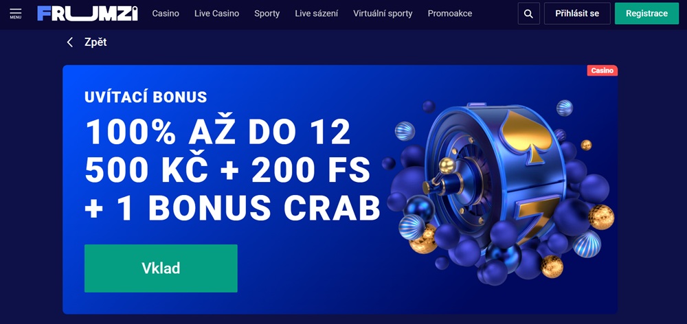 Frumzi uvítací bonus bez promo code