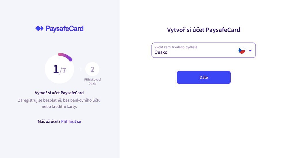 Paysafecard registrace