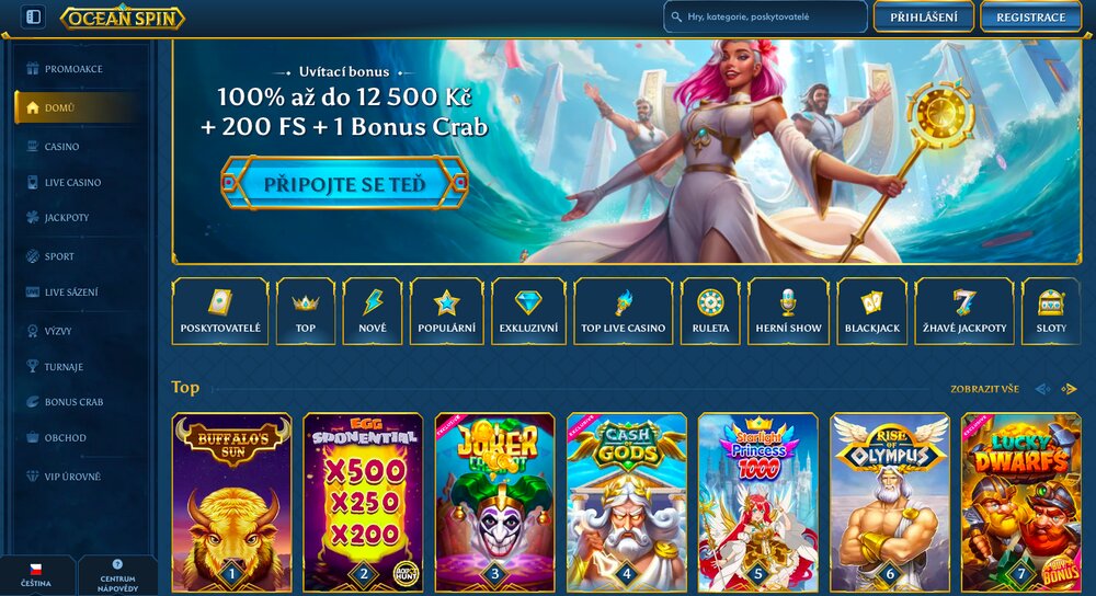 Ocean Spin casino homepage