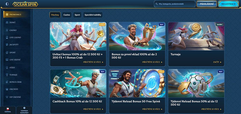 Bonusy v casinu Ocean Spin
