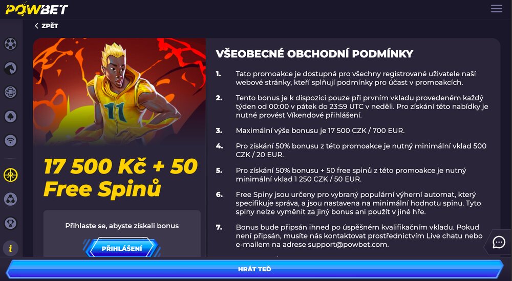 Powbet bonus s free spiny