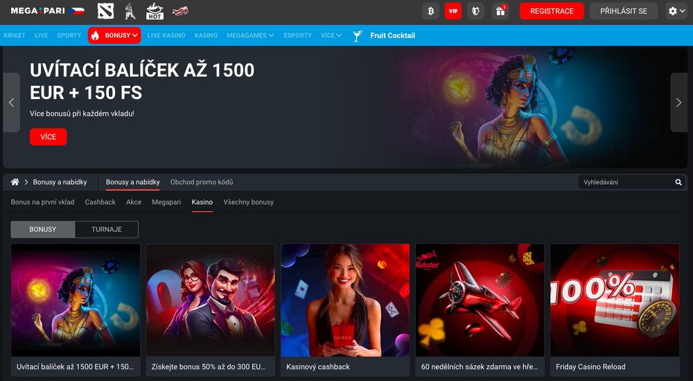 Megapari bonusy casino