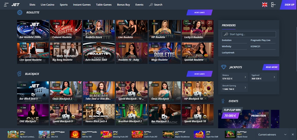 JET Casino live casino