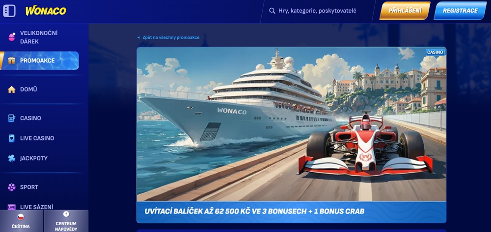 Wonaco vstupní bonus