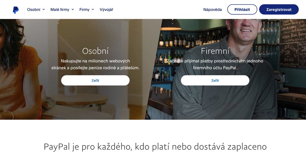 PayPal – registrace a login