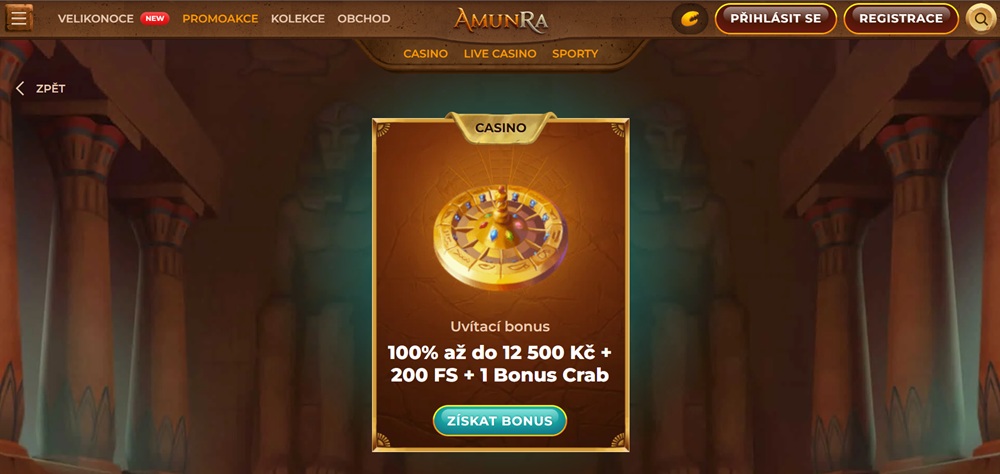 AmunRa uvítací bonus