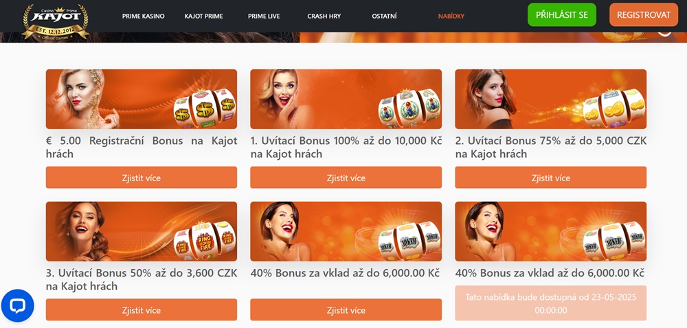 Bonusy v casinu Kajot