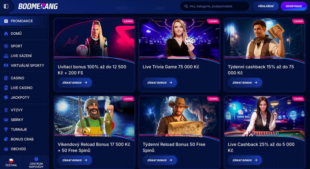 Boomerang Bet casino bonusy