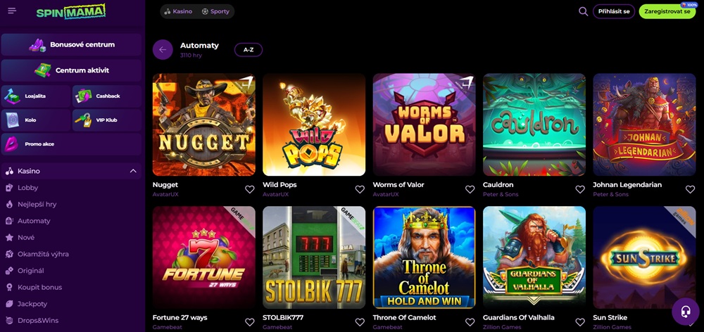 Nejlepší automaty v casinu Spinmama