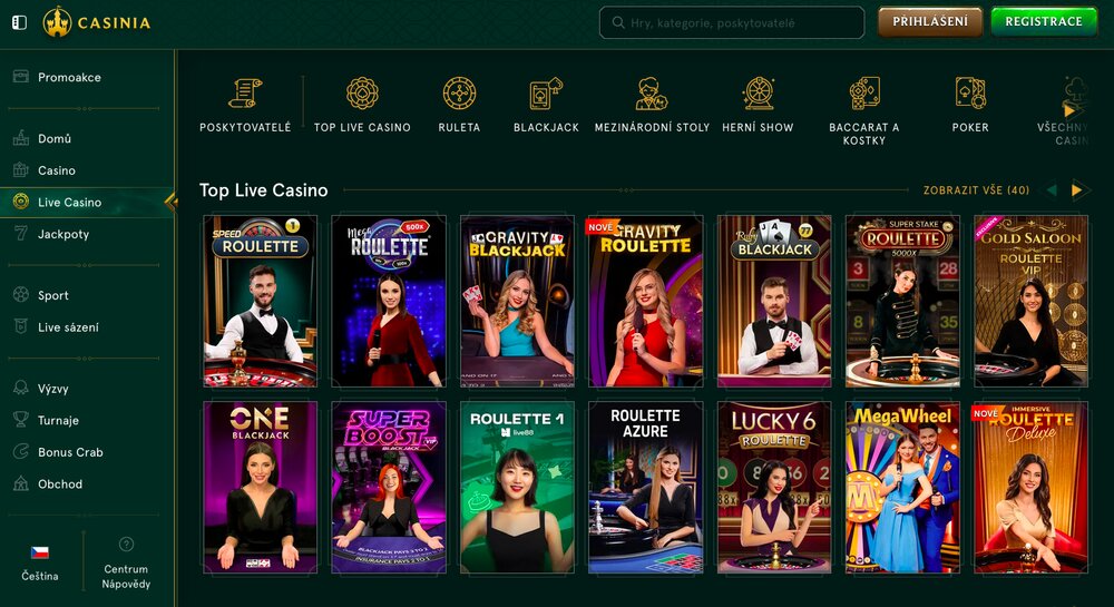 Casinia nabídka live casina