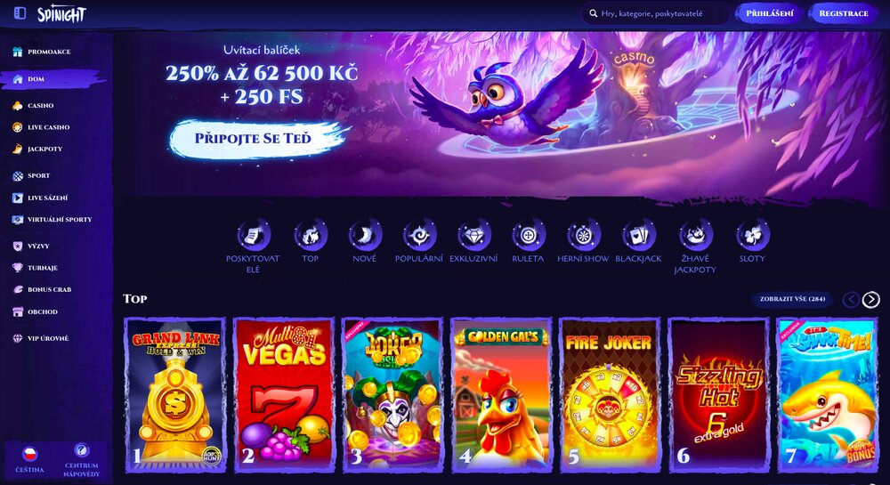 Spinight casino homepage