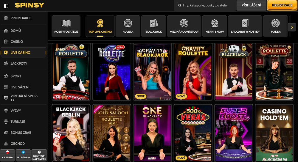 Spinsy live casino