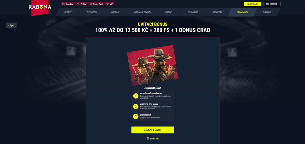 Vstupní bonus za registraci