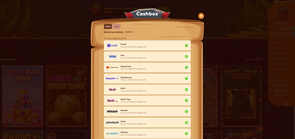 Wazamba minimální vklad