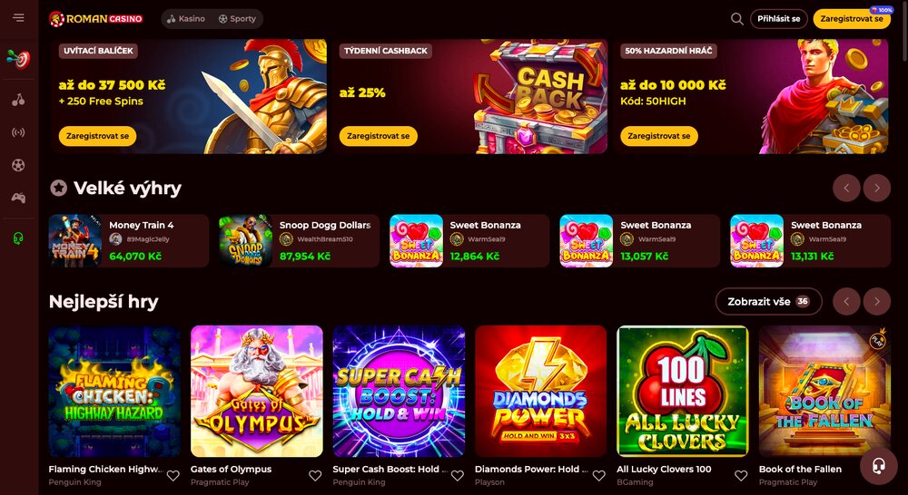 Roman Casino homepage
