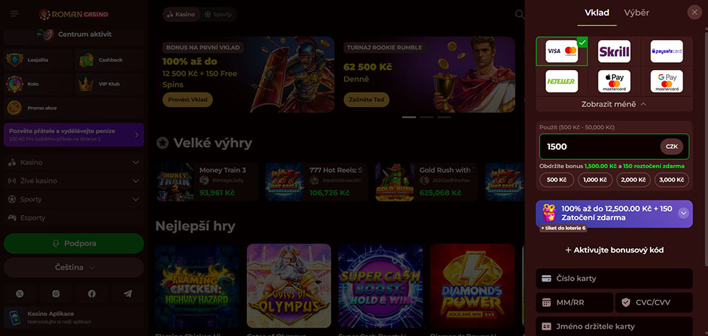 Roman Casino minimální vklad [+ dostupné platební metody] 
