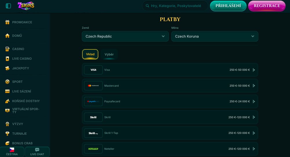 7Signs platební metody