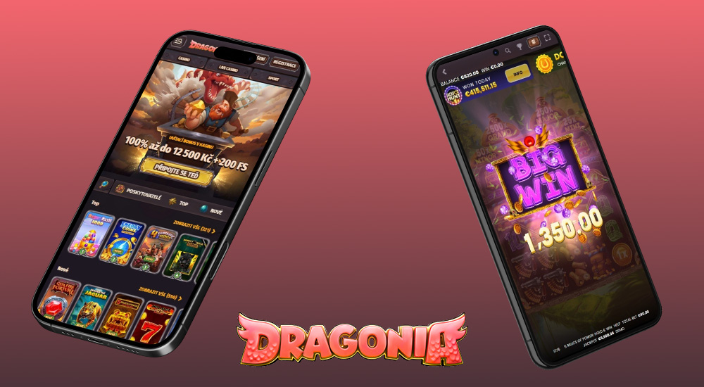 Náhled responzivního rozhraní v online casinu a sázkové kanceláři Dragonia