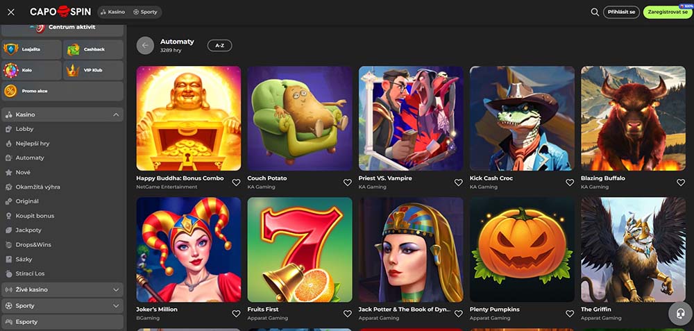 Nejlepší automaty v casinu Capospin