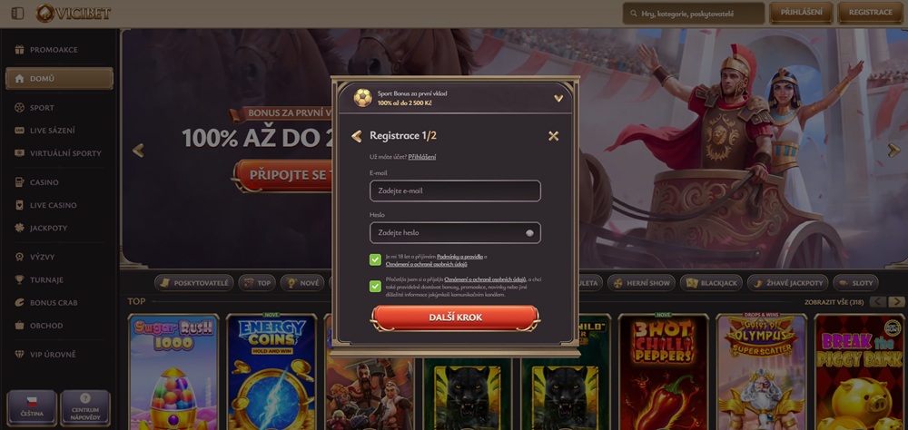ViciBet registrace