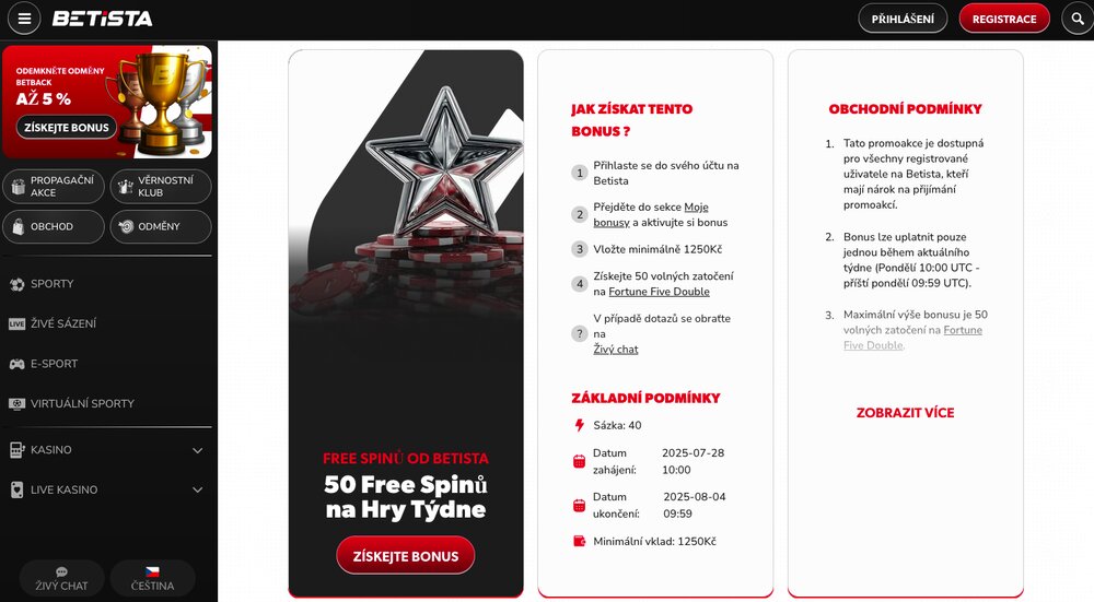 Betista bonus s free spiny