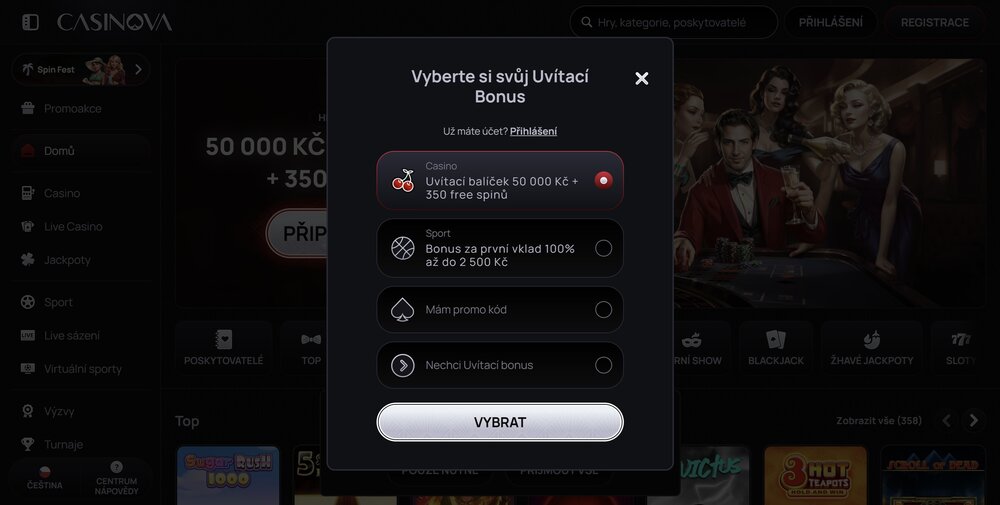 Casinova casino registrace